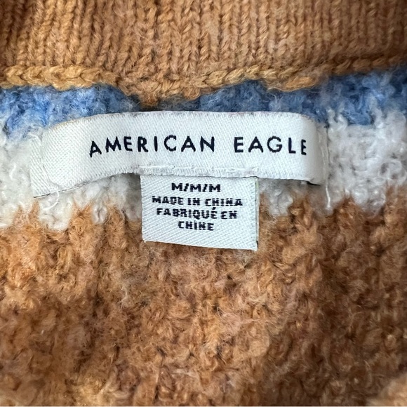 American Eagle Tan and Blue Striped Sweater Size M - Picture 6 of 9